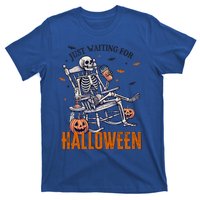 Just Waiting For Halloween Skeleton Halloween Party Matching Gift T-Shirt