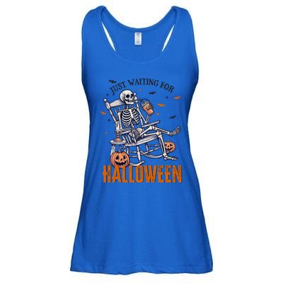 Just Waiting For Halloween Skeleton Halloween Party Matching Gift Ladies Essential Flowy Tank