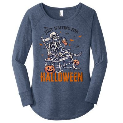 Just Waiting For Halloween Skeleton Halloween Party Matching Gift Women's Perfect Tri Tunic Long Sleeve Shirt