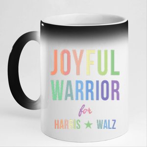 Joyful Warrior For Kamala Harris Tim Walz 2024 11oz Black Color Changing Mug