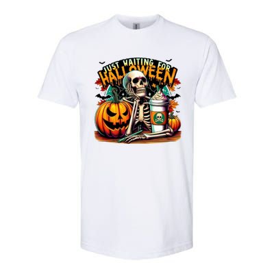 Just Waiting For Halloween Coffee Funny Skeleton Halloween Softstyle CVC T-Shirt