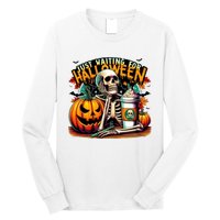 Just Waiting For Halloween Coffee Funny Skeleton Halloween Long Sleeve Shirt