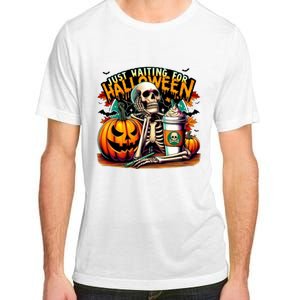 Just Waiting For Halloween Coffee Funny Skeleton Halloween Adult ChromaSoft Performance T-Shirt