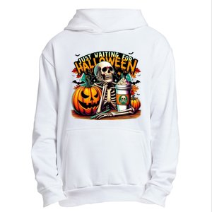 Just Waiting For Halloween Coffee Funny Skeleton Halloween Urban Pullover Hoodie