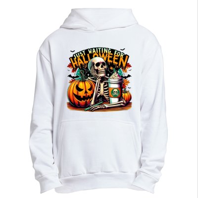 Just Waiting For Halloween Coffee Funny Skeleton Halloween Urban Pullover Hoodie