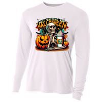 Just Waiting For Halloween Coffee Funny Skeleton Halloween Cooling Performance Long Sleeve Crew