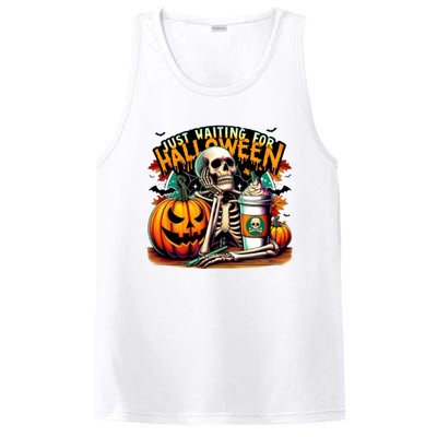 Just Waiting For Halloween Coffee Funny Skeleton Halloween PosiCharge Competitor Tank