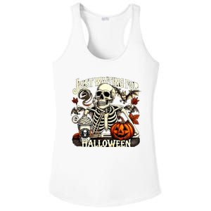 Just Waiting For Halloween Funny Skeleton Halloween Ladies PosiCharge Competitor Racerback Tank