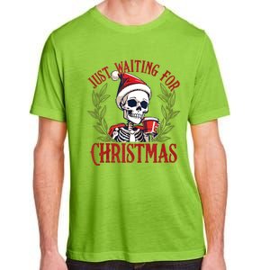 Just Waiting For Christmas Funny Santa Skeleton Xmas Adult ChromaSoft Performance T-Shirt