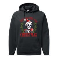 Just Waiting For Christmas Funny Santa Skeleton Xmas Performance Fleece Hoodie