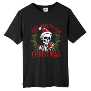 Just Waiting For Christmas Funny Santa Skeleton Xmas Tall Fusion ChromaSoft Performance T-Shirt