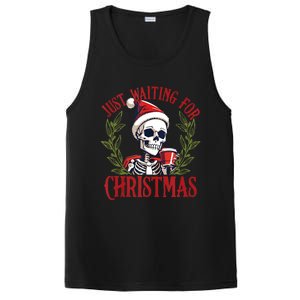 Just Waiting For Christmas Funny Santa Skeleton Xmas PosiCharge Competitor Tank