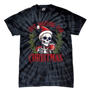 Just Waiting For Christmas Funny Santa Skeleton Xmas Tie-Dye T-Shirt