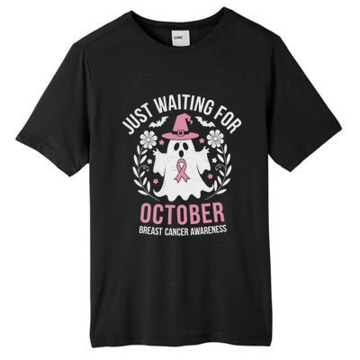 Just Waiting For October Breast Cancer Awareness Halloween Gift Tall Fusion ChromaSoft Performance T-Shirt