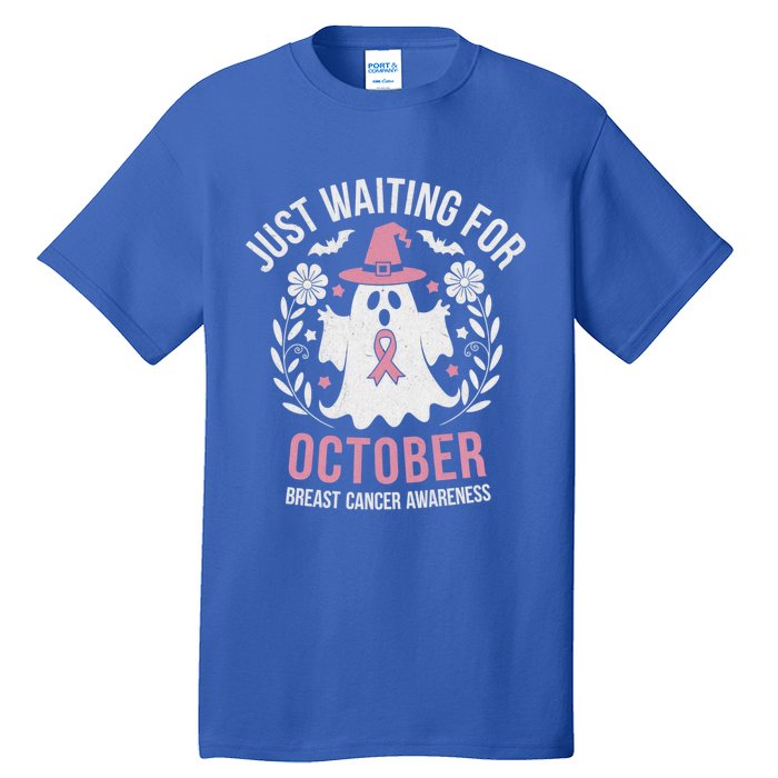 Just Waiting For October Breast Cancer Awareness Halloween Gift Tall T-Shirt