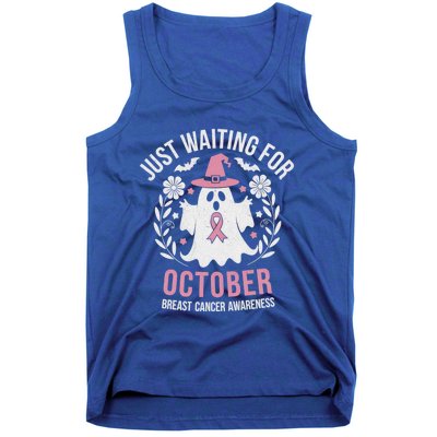 Just Waiting For October Breast Cancer Awareness Halloween Gift Tank Top