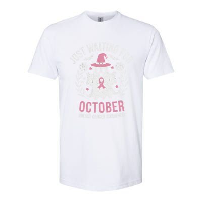 Just Waiting For October Breast Cancer Awareness Halloween Gift Softstyle CVC T-Shirt