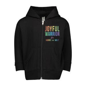 Joyful Warrior For Kamala Harris Tim Walz 2024 Toddler Zip Fleece Hoodie