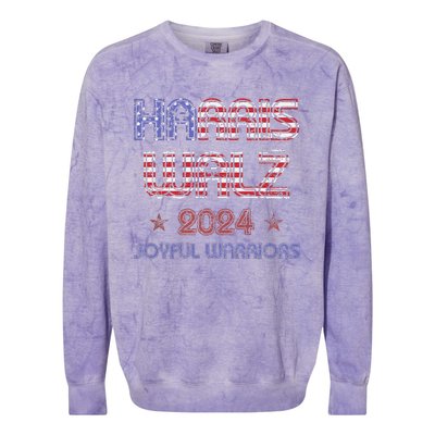 Joyful Warrior For Kamala Harris Tim Walz 2024 Colorblast Crewneck Sweatshirt