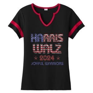 Joyful Warrior For Kamala Harris Tim Walz 2024 Ladies Halftime Notch Neck Tee