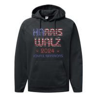 Joyful Warrior For Kamala Harris Tim Walz 2024 Performance Fleece Hoodie