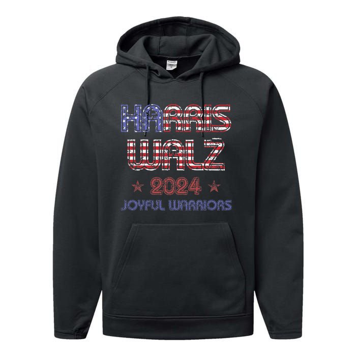 Joyful Warrior For Kamala Harris Tim Walz 2024 Performance Fleece Hoodie