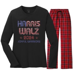 Joyful Warrior For Kamala Harris Tim Walz 2024 Women's Long Sleeve Flannel Pajama Set 