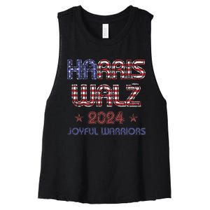 Joyful Warrior For Kamala Harris Tim Walz 2024 Women's Racerback Cropped Tank