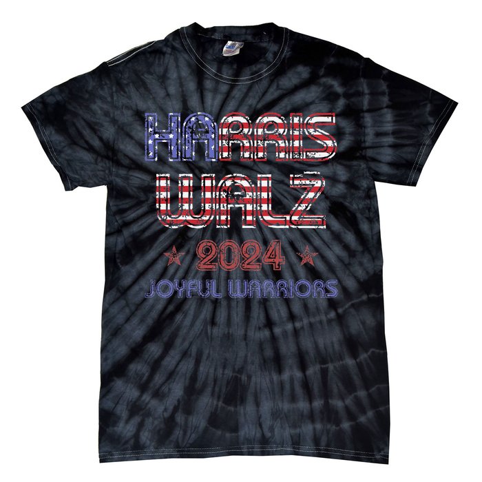 Joyful Warrior For Kamala Harris Tim Walz 2024 Tie-Dye T-Shirt