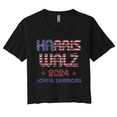 Joyful Warrior For Kamala Harris Tim Walz 2024 Women's Crop Top Tee