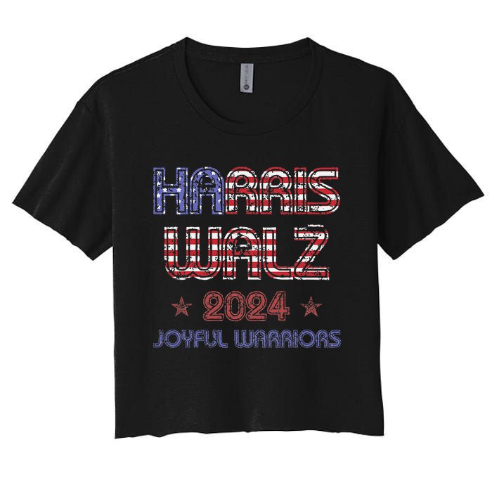 Joyful Warrior For Kamala Harris Tim Walz 2024 Women's Crop Top Tee