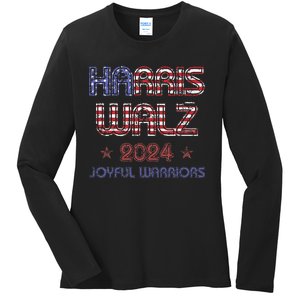 Joyful Warrior For Kamala Harris Tim Walz 2024 Ladies Long Sleeve Shirt