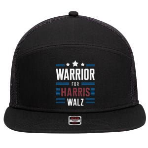 Joyful Warrior For Kamala Harris Tim Walz 2024 7 Panel Mesh Trucker Snapback Hat