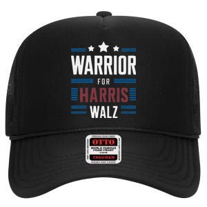 Joyful Warrior For Kamala Harris Tim Walz 2024 High Crown Mesh Back Trucker Hat