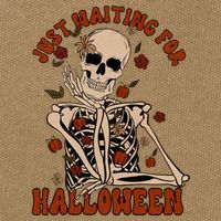Just Waiting For Halloween Skeleton Fall Spooky Cotton Canvas Backpack
