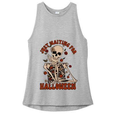 Just Waiting For Halloween Skeleton Fall Spooky Ladies PosiCharge Tri-Blend Wicking Tank