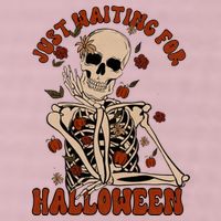 Just Waiting For Halloween Skeleton Fall Spooky 25L Jumbo Tote