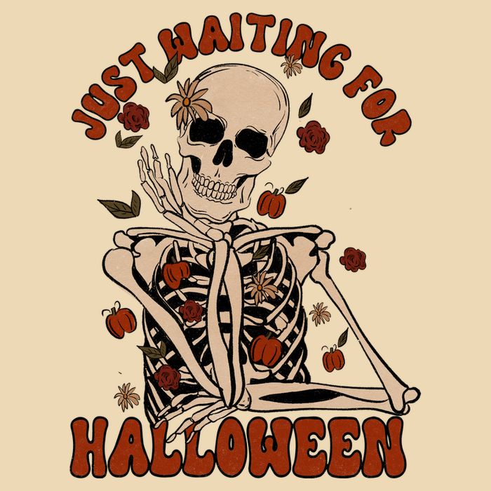 Just Waiting For Halloween Skeleton Fall Spooky Zip Tote Bag
