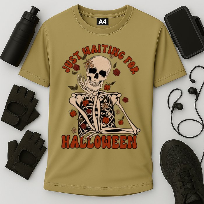 Just Waiting For Halloween Skeleton Fall Spooky Performance Shirt