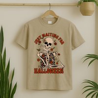 Just Waiting For Halloween Skeleton Fall Spooky T-Shirt