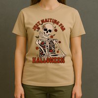 Just Waiting For Halloween Skeleton Fall Spooky T-Shirt