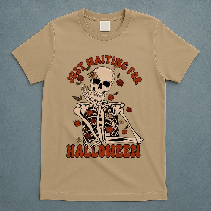 Just Waiting For Halloween Skeleton Fall Spooky T-Shirt