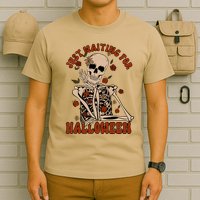 Just Waiting For Halloween Skeleton Fall Spooky T-Shirt