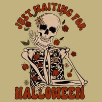 Just Waiting For Halloween Skeleton Fall Spooky Button
