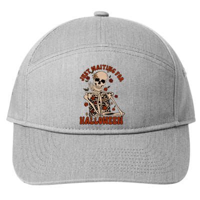 Just Waiting For Halloween Skeleton Fall Spooky 7-Panel Snapback Hat