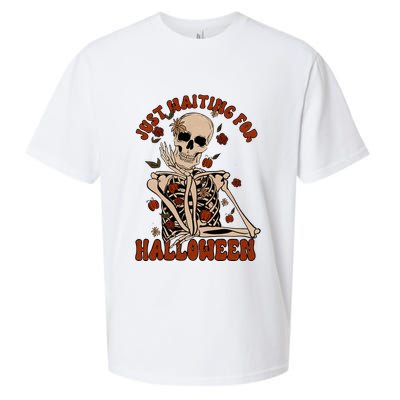 Just Waiting For Halloween Skeleton Fall Spooky Sueded Cloud Jersey T-Shirt