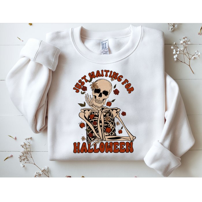 Just Waiting For Halloween Skeleton Fall Spooky Sweatshirt