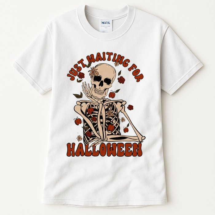 Just Waiting For Halloween Skeleton Fall Spooky Tall T-Shirt