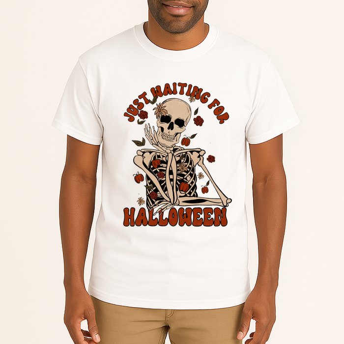 Just Waiting For Halloween Skeleton Fall Spooky Tall T-Shirt