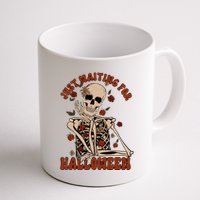 Just Waiting For Halloween Skeleton Fall Spooky Mug